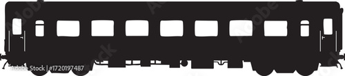Silhouette of a vintage passenger train car with multiple windows vector