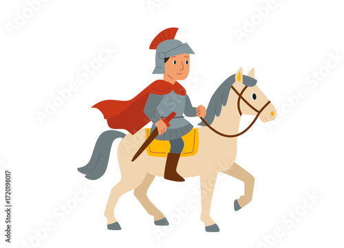 Saint Martin’s Day celebration. Cartoon Roman Soldier Riding Horse Vector Illustration
