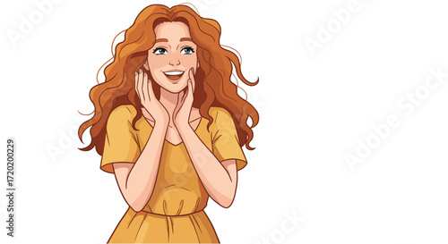Joyful Young Woman Expressing Surprise and Delight Isolated on Transparent Background