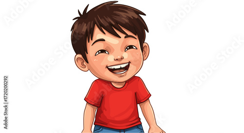 Joyful little boy with bright eyes and wide smile experiencing pure happiness isolated on transparent background