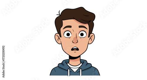 Young Man Expressing Shock and Fear Wide Eyed Looking Directly at Camera Isolated on Transparent Background