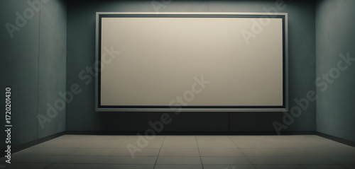 Large Blank Poster Frame on Wall in Minimal Interior
