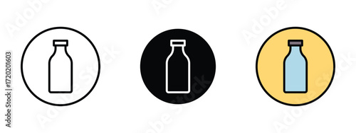 Set of pixel perfect colored Contains dairy icon, 1 Silhouette, 1 Unexpanded, Contains dairy icon marking food products with milk ingredients.