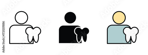 Set of pixel perfect colored Dentist icon, 1 Silhouette, 1 Unexpanded, Icon representing a dentist professional with medical attire.