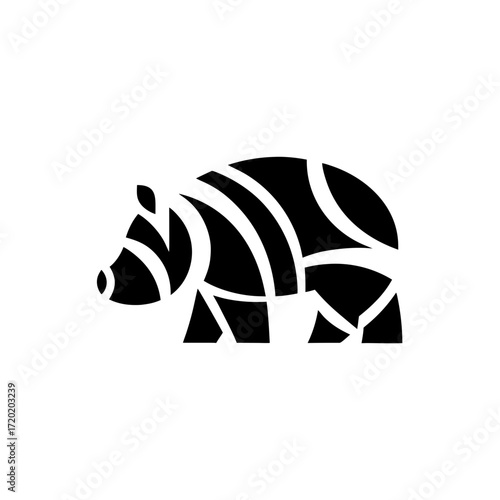 Hippopotamus, layered geometric shapes forming body.