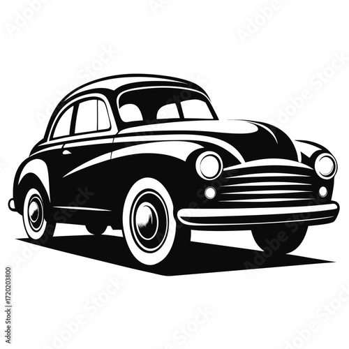 Retro Car Vector Illustration – 1930s–1940s Classic Automobile in Bold Style