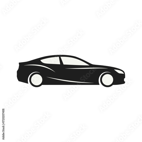 Sleek modern sports car profile a striking black shape silhouette