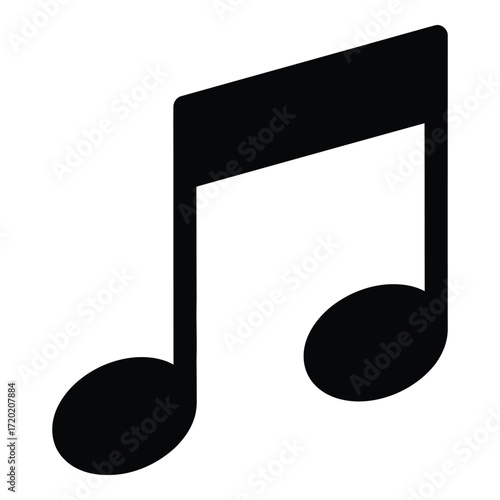A single black musical note with a clean bold silhouette