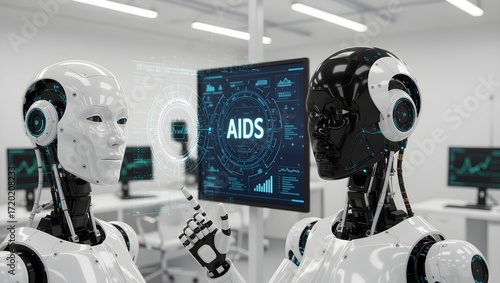 Wallpaper Mural Robots Analyzing AIDS Data. Torontodigital.ca