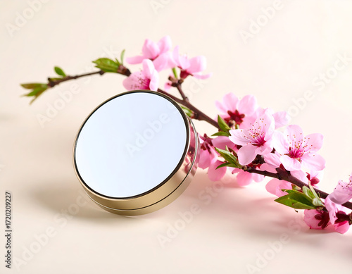 Pastel Pink Cosmetic Compact & Blossom Branch