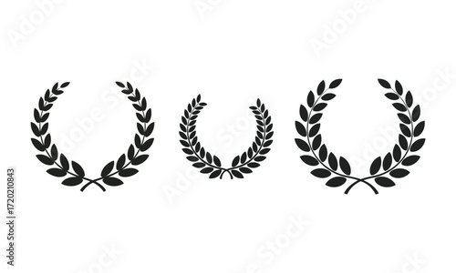 Three laurel wreaths in different sizes symbolizing victory achievement and honor