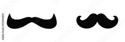  Bushy dark silhouette mustache icon.  Masculinity human body part icon sets. Modern simple shaving vector icons set.  EPS 10. 