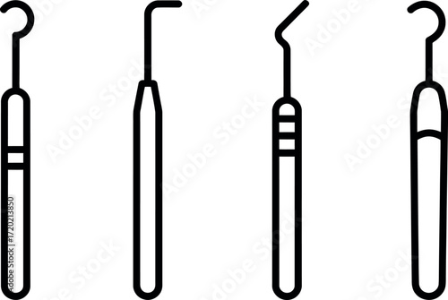 Set of Dental Instruments on White Background Oral Hygiene Concept