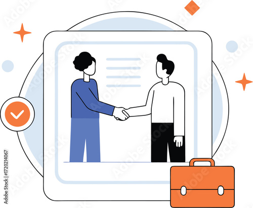 Handshake between recruiter and new employee.