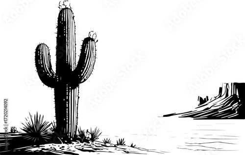 Desert Cactus and Succulent Silhouette Illustration