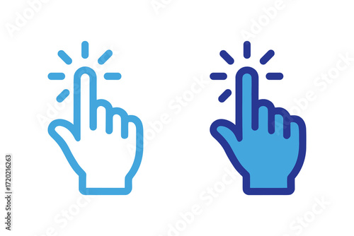 Hand click pointer icon set blue digital interface