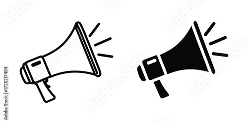 Megaphone broadcast icons for announcement and promotion