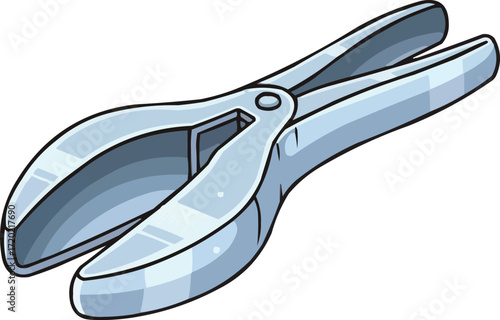Stylized silver tongs ready for culinary tasks