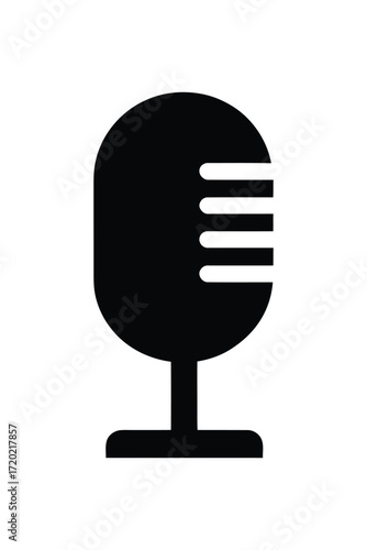 Simple black microphone icon for audio recording and podcasting
