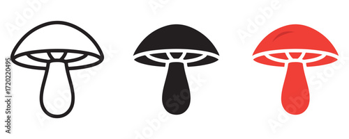 Mushroom Icon Set Vector Illustration on White Background