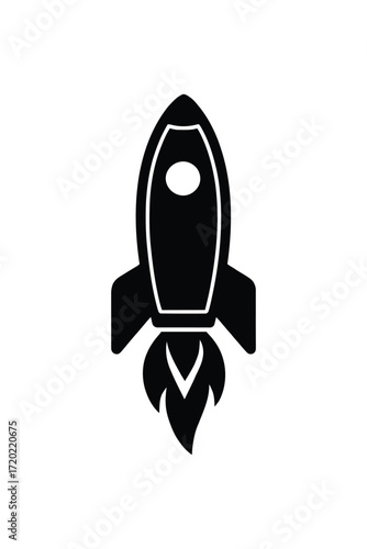Bold rocket ship icon symbol launching into space