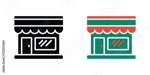 Storefront shop icon set business retail building business retail building icon set