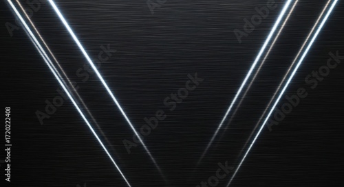 Sleek Dark Brushed Metal Background with Bright Glowing V-Shaped Lines