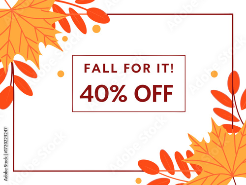 Fall Sale Promotion with Autumn Leaves and 40 Percent Off Message