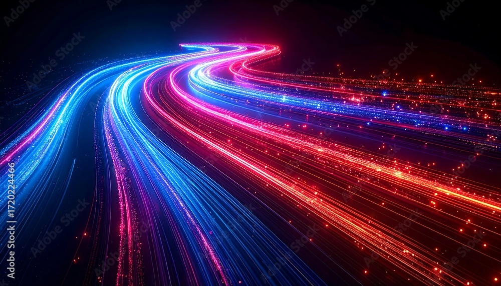 Obraz premium Abstract swirling neon light trails