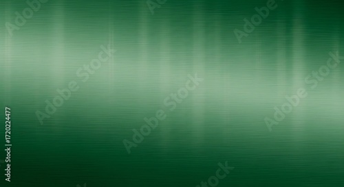 Abstract Green Metallic Brushed Texture Background with Vertical Light Streaks