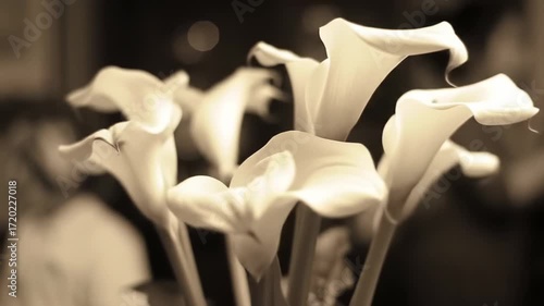 Soft focus of white Calla lilies