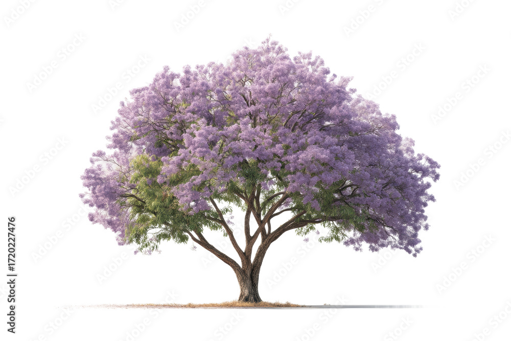 Obraz premium Majestic jacaranda tree with vibrant purple blossoms in full bloom, cut out