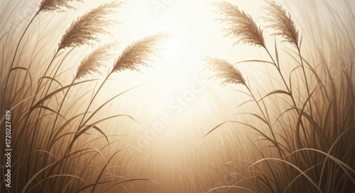 Golden Reeds Swaying in Gentle Sunlight.