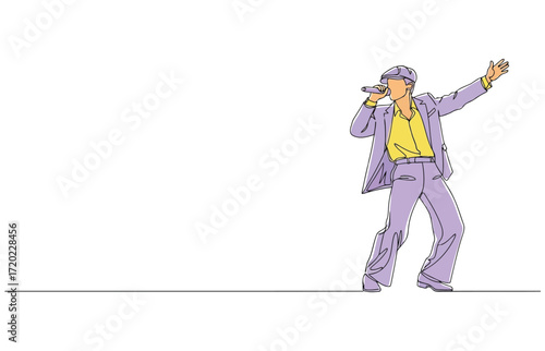 Vector art of a continuous line drawing of a celebrating athlete, kneeling with raised fists, , captures the essence of victory and achievement in sports