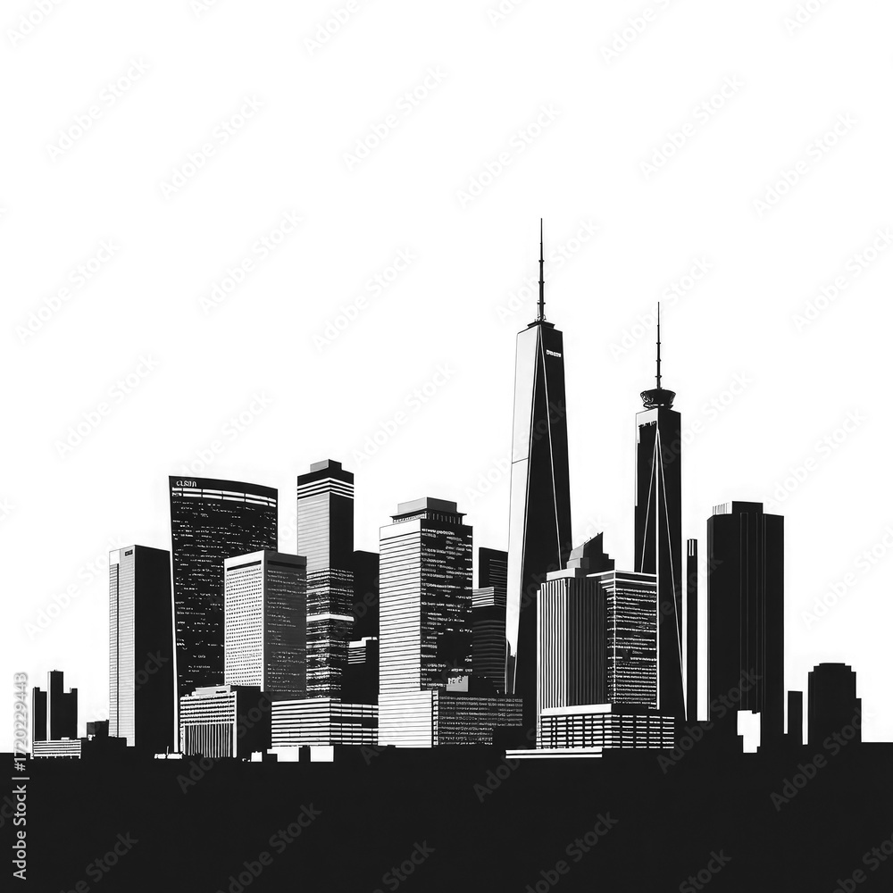 Fototapeta premium skyline in black with transparent background PNG and JPEG image