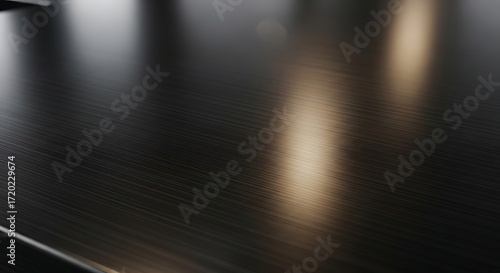 Modern Black Brushed Metal Background with Warm Light Reflections