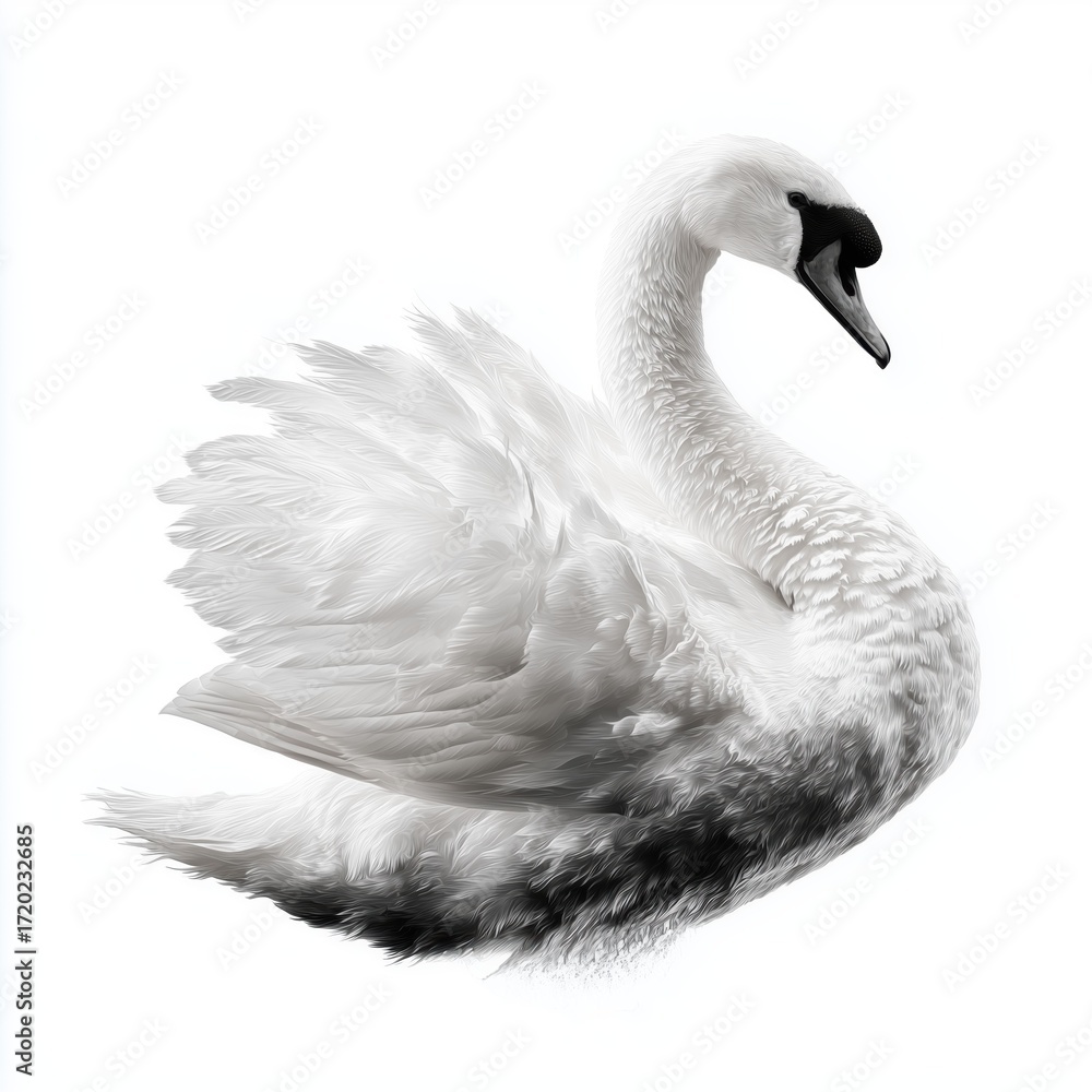 Fototapeta premium Majestic Swan in Monochrome Elegance , PNG isolated cut out image