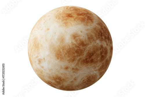 Detailed view of planet venus with cloud patterns in space, cut out