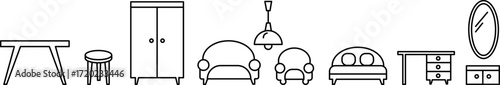 Set of Furniture Line Icons