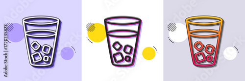 Ice tea line icon. Halftone dotted pattern. Gradient icon with grain shadow. Soda drink sign. Fresh cold beverage symbol. Line ice tea icon. Various designs. Vector