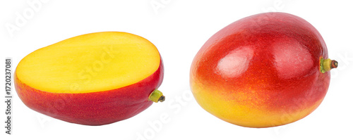 mango half isolated on white background with full depth of field