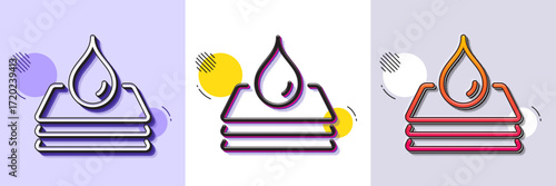 Waterproof line icon. Halftone dotted pattern. Gradient icon with grain shadow. Water resistant sign. Drop protection symbol. Line waterproof icon. Various designs. Vector