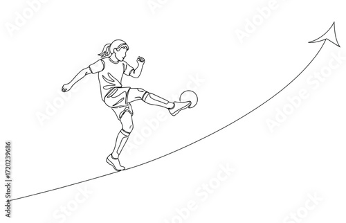 Vector art of single continuous line drawing of young male singer holding microphone on stage