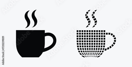 Conceptual graphic with cups of hot drink for creative designs