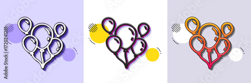 Balloons line icon. Halftone dotted pattern. Gradient icon with grain shadow. Amusement park or birthday party sign. Line balloons icon. Various designs. Vector