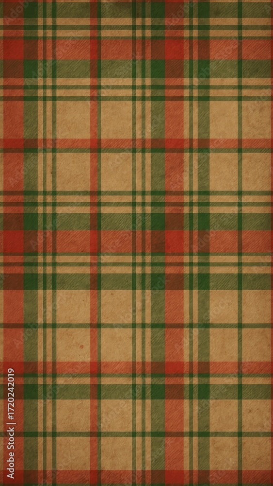 Obraz premium [vintage aesthetic christmas plaid wallpaper]