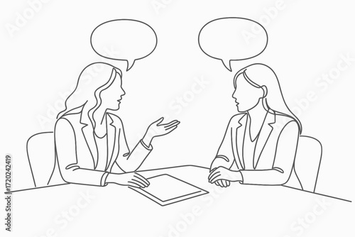 Businesswomen in Conversation Sketch Vector SVG
