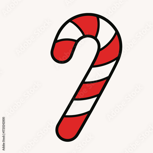 Candy Cane Christmas Icon Vector SVG
