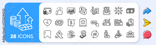 Phone payment, Tax document and Loyalty ticket line icons. Interest rate, AI generate, Inflation icons. Pack of Update data, Bribe, Card icon. Statistics, Payment, Buy button pictogram. Vector