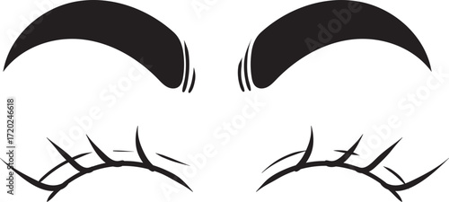 Stylized Black Eyelashes and Eyebrows Graphic Illustration.